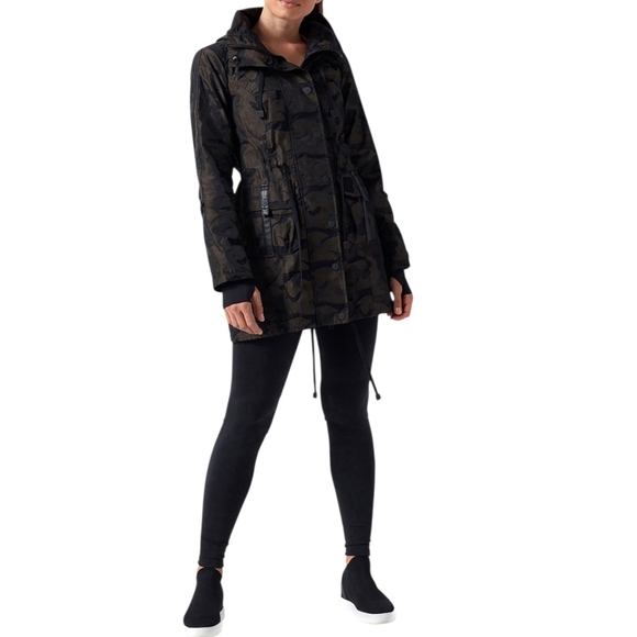 $199 NWT BLANC NOIR Hooded Anorak Jacket Olive Camo Small - Picture 4 of 5